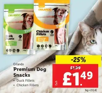 Lidl Orlando Premium Dog Snacks Duck Fillets Chicken Fillets offer
