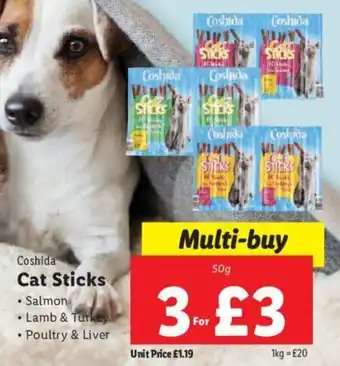 Lidl Coshida Cat Sticks • Salmon • Lamb & Turkey • Poultry & Liver offer