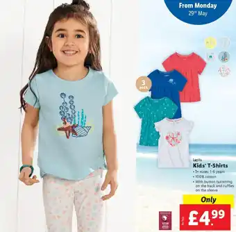 Lidl Lupilu Kids' T-Shirts • In sizes: 1-6 years offer