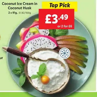 Lidl Coconut Ice Cream in Coconut Husk 2x91g offer