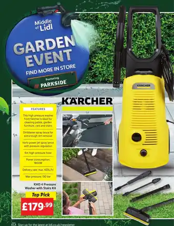 Lidl KHD 4 Pressure Washer with Stairs Kit offer