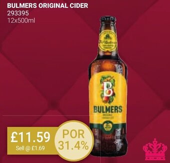 Bestway BULMERS ORIGINAL CIDER 12x500ml offer