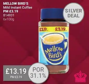 Bestway MELLOW BIRD'S Mild Instant Coffee 6x100g offer