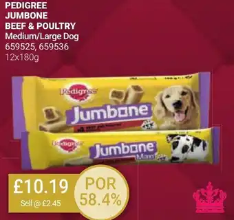 PEDIGREE JUMBONE BEEF & POULTRY Medium/Large Dog 659525, 659536 12x180g
