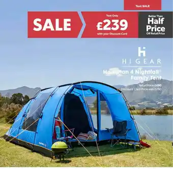 GO Outdoors Hi Gear Hampton 4 Nightfall Family Tent offer