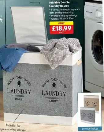 Aldi Foldable Double Laundry Basket offer