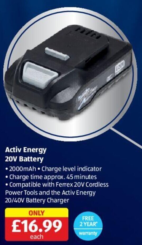 Activ Energy 20V Battery offer at Aldi