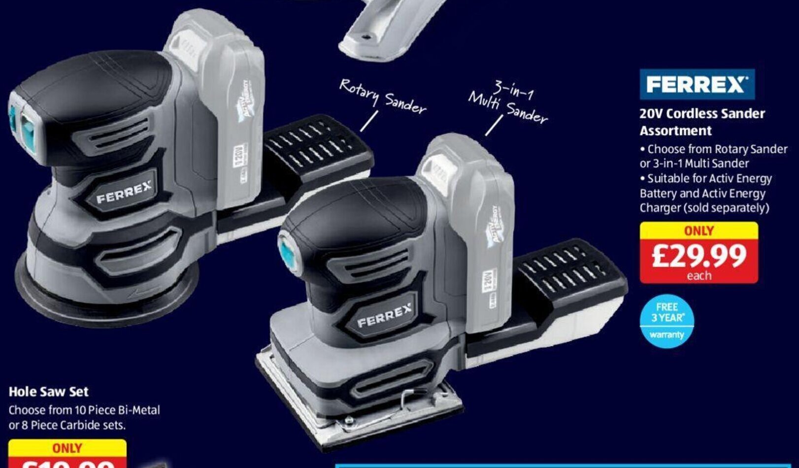 FERREX 20V Cordless Sander Assortment offer at Aldi