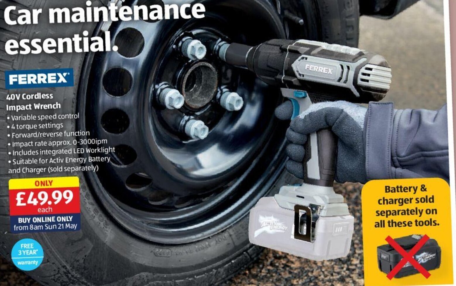 40V Cordless Impact Wrench offer at Aldi
