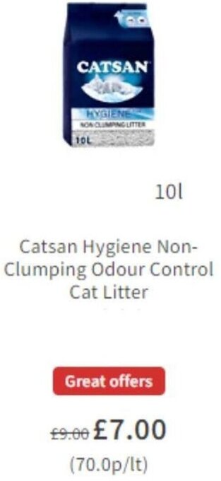 Asda Catsan Hygiene Non-Clumping Odour Control Cat Litter offer