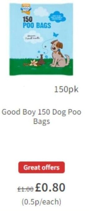 Asda Good Boy 150 Dog Poo Bags offer