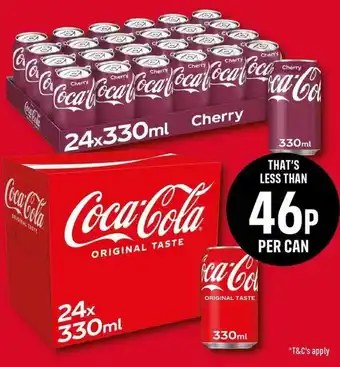 Iceland 24x330ml Coca-Cola 46P Cherry Coca-Cola 46P ORIGINAL TASTE offer