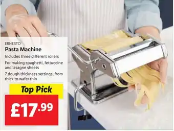 Lidl ERNESTO Pasta Machine Includes three different rollers For making spaghetti, fettuccine and lasagne sheets offer