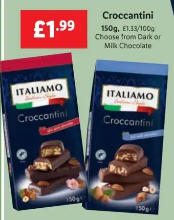 Lidl Croccantini 150g, £1.33/100g Choose from Dark or Milk Chocolate offer