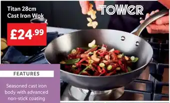 Lidl TOWER Titan 28cm Cast Iron Wok offer