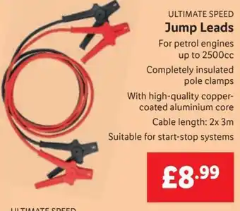 Lidl ULTIMATE SPEED Jump Leads For petrol engines up to 2500cc Completely insulated pole clamps offer