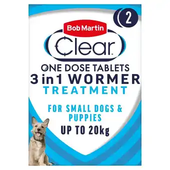 Morrisons Bob martin clear 3 in 1 wormer tablets for dogs offer
