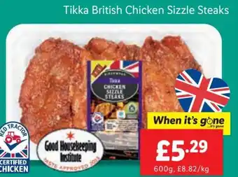 Lidl Tikka British Chicken Sizzle Steaks offer