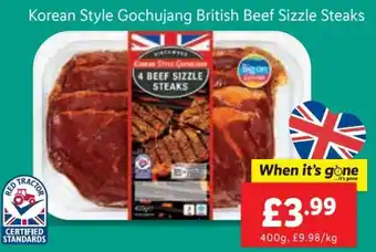 Lidl Korean Style Gochujang British Beef Sizzle Steaks offer