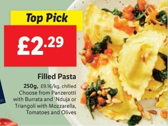 Lidl Filled Pasta 250g offer