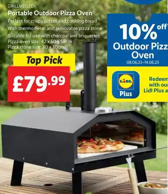 Lidl GRILLMEISTER Portable Outdoor Pizza Oven offer
