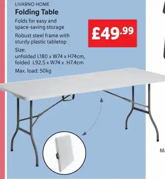 Lidl LIVARNO HOME Folding Table offer
