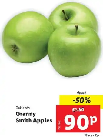 Lidl Oaklands Granny Smith Apples 6pack offer