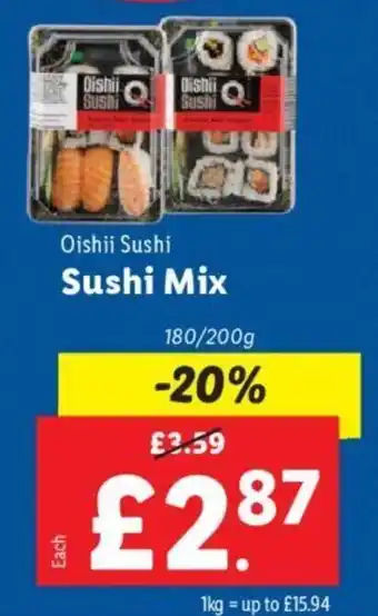 Lidl Oishii Sushi Sushi Mix 180/200g offer