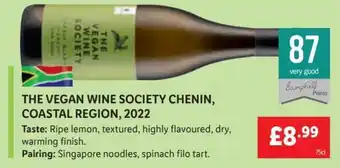 Lidl THE VEGAN WINE SOCIETY CHENIN, COASTAL REGION, 2022 offer