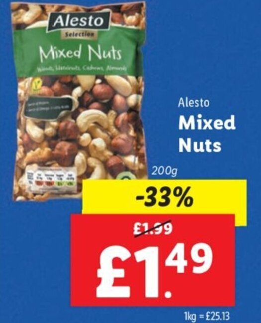 Alesto Mixed Nuts 200g offer at Lidl