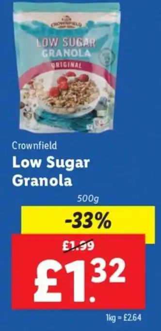 Lidl Crownfield Low Sugar Granola 500g offer