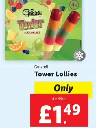 Lidl Gelatelli Tower Lollies 4 x 65ml offer