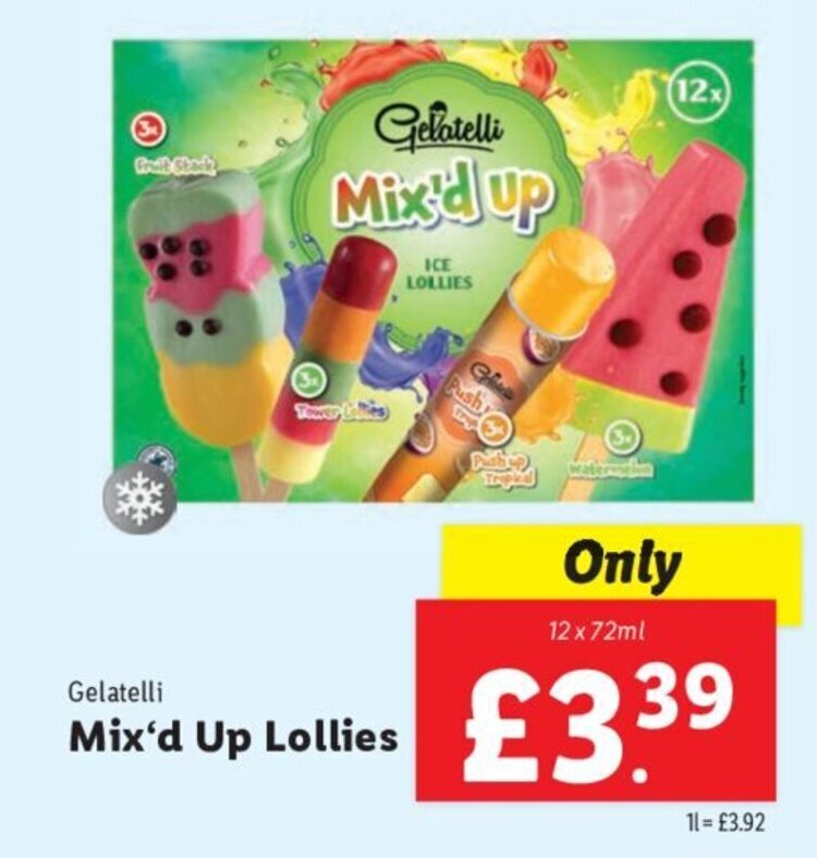 Gelatelli Mix'd Up Lollies offer at Lidl