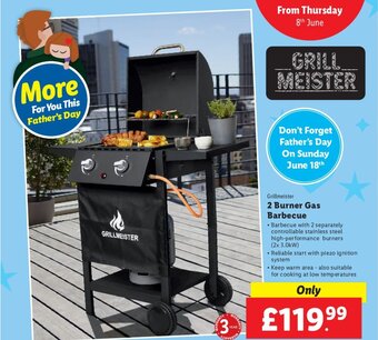 Lidl Grillmeister 2 Burner Gas Barbecue offer