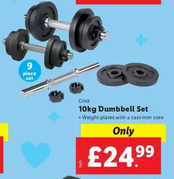 Lidl Crivit 10kg Dumbbell Set offer
