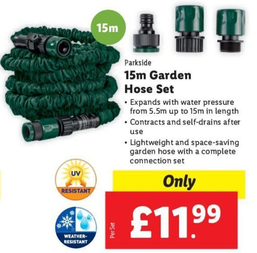 Parkside 15m Garden Hose Set offer at Lidl
