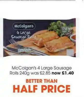Centra McColgan's 4 Large Sausage Rolls 240g offer