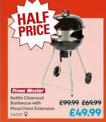 Robert Dyas Flame Master Kettle Charcoal Barbecue With Pizza Oven Extension offer