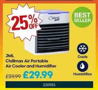 Robert Dyas JML Chillmax Air Portable Air Cooler And Humidifier 25% Off offer