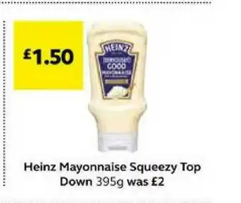 SuperValu Heinz Mayonnaise Squeezy Top Down 395g offer