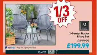 Robert Dyas 2-Seater Radar Bistro Set offer