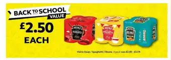 SuperValu Heinz Soup - Spaghetti - Beanz 4 Pack offer