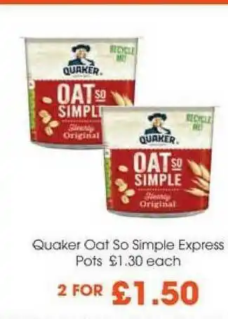 Centra Quaker Oat So Simple Express Pots offer