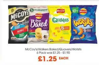Centra McCoy's-Walkers Baked-Quavers-Wotsits 6 Pack offer