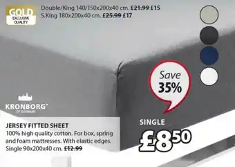 JYSK Jersey Fitted Sheet 90x200x40 Cm Save 35% offer
