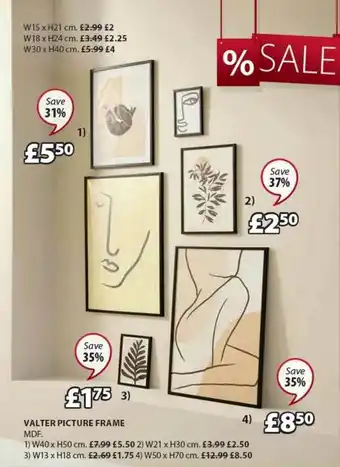 JYSK Valter Picture Frame W40 X H50 Cm, W21 X H30 Cm, W13 X H18 Cm Or W50 X H70 Cm Save 31% - 37% offer