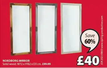 JYSK Nordborg Mirror W72 X H162 X D3 Cm Save 60% offer