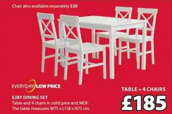 JYSK Ejby Dining Set Table W75 X L118 X H73 Cm And 4 Chairs offer