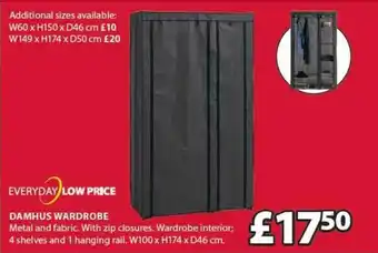 JYSK Damhus Wardrobe W100 X H174 X D46 Cm offer