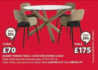 JYSK Agerby Dining Table D119 X H75 Cm + Hvidovre Dining Chair Save 22% - 24% offer